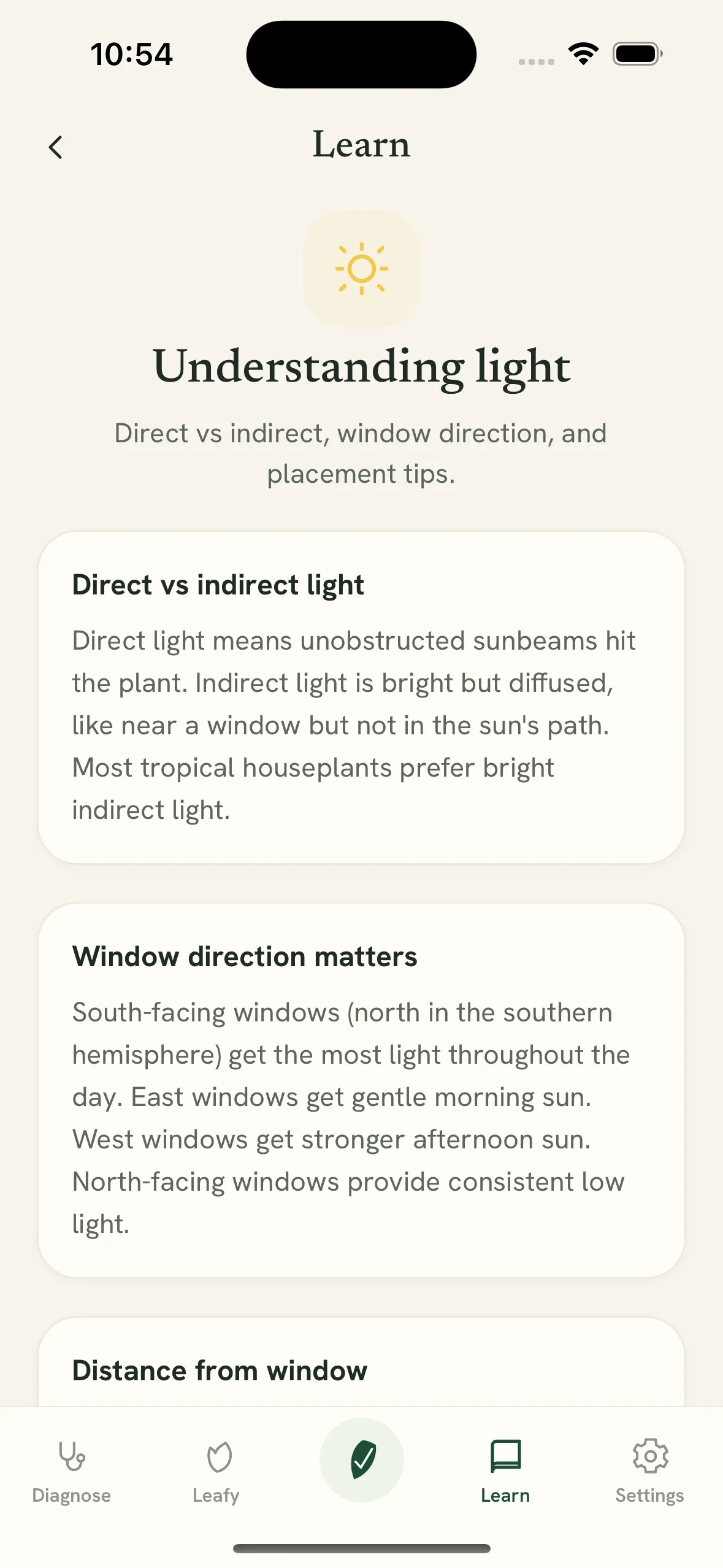 Plant care learning topics