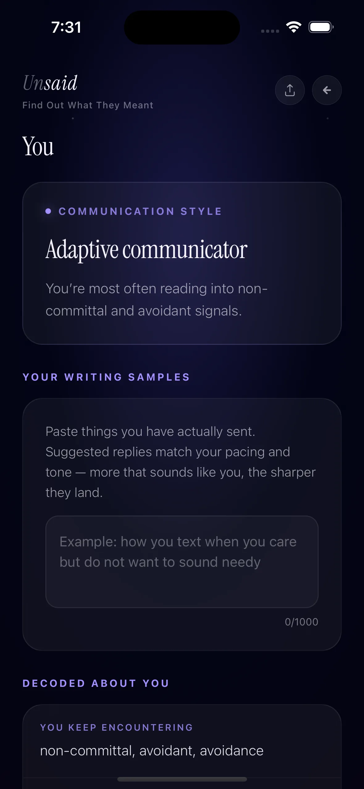 Communication profile